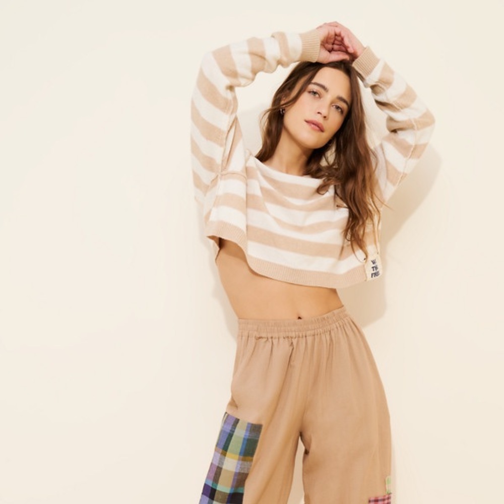 We the Free Free People Knit Sweater Into the Blue Wool Blend Cropped Pullover - Picture 2 of 9